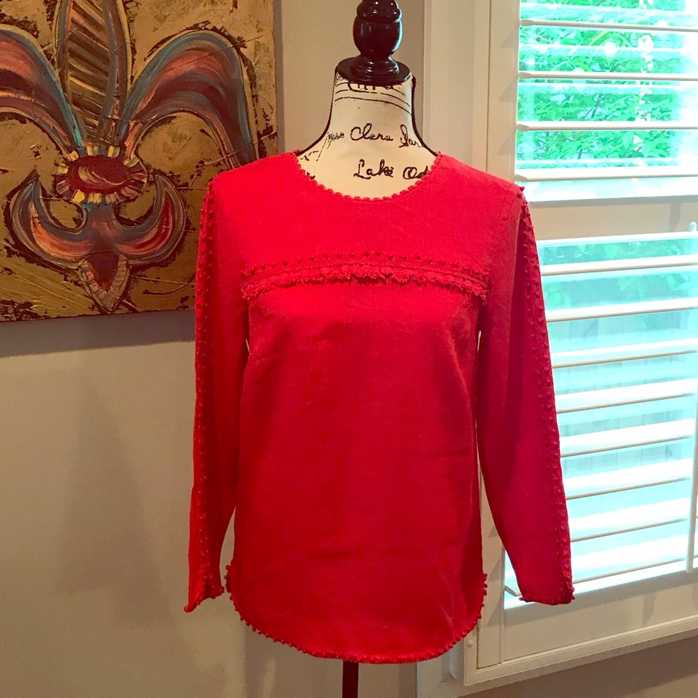NWOT!! Red Linen J. Crew Blouse✨